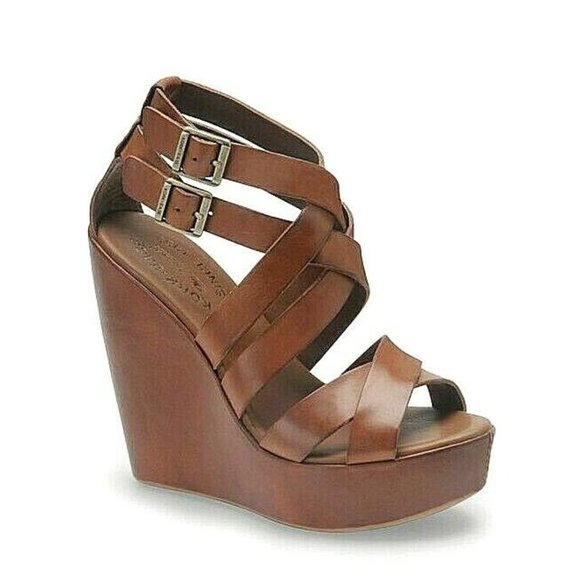 Kork-Ease Shoes - KORK-EASE "HAILEY" WEDGE Heel  Brown Leather Strappy Women's Sandals Size 10